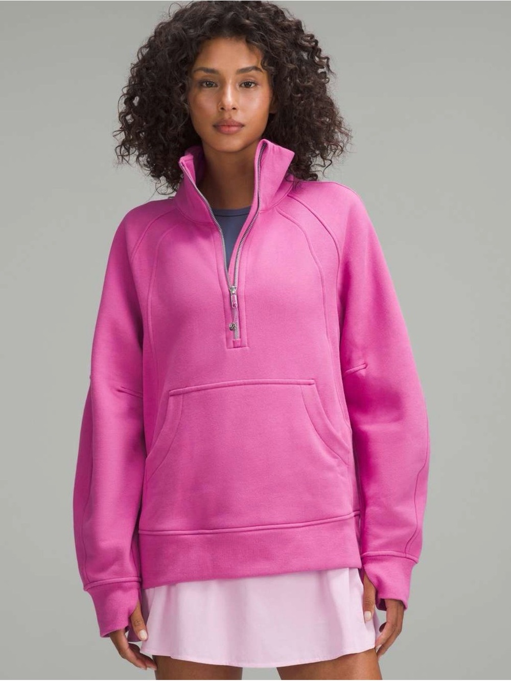 lululemon Scuba Oversized Funnel-Neck
Half Zip Long in pow pink tone Sz 
M/L